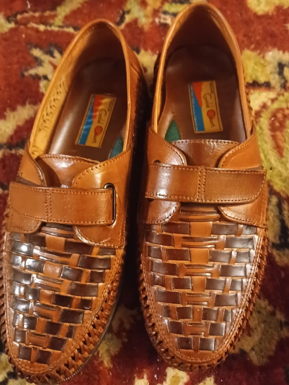 Haband Gold Coast Men's Brown Woven Leather Slip-On Loafers Sz 9.5
